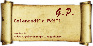 Gelencsér Pál névjegykártya